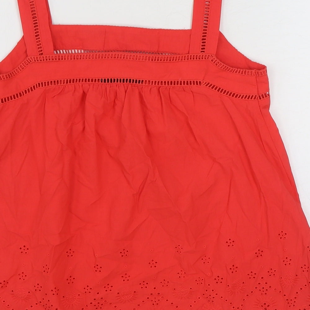 Marks and Spencer Womens Red 100% Cotton Basic Tank Size 8 Square Neck