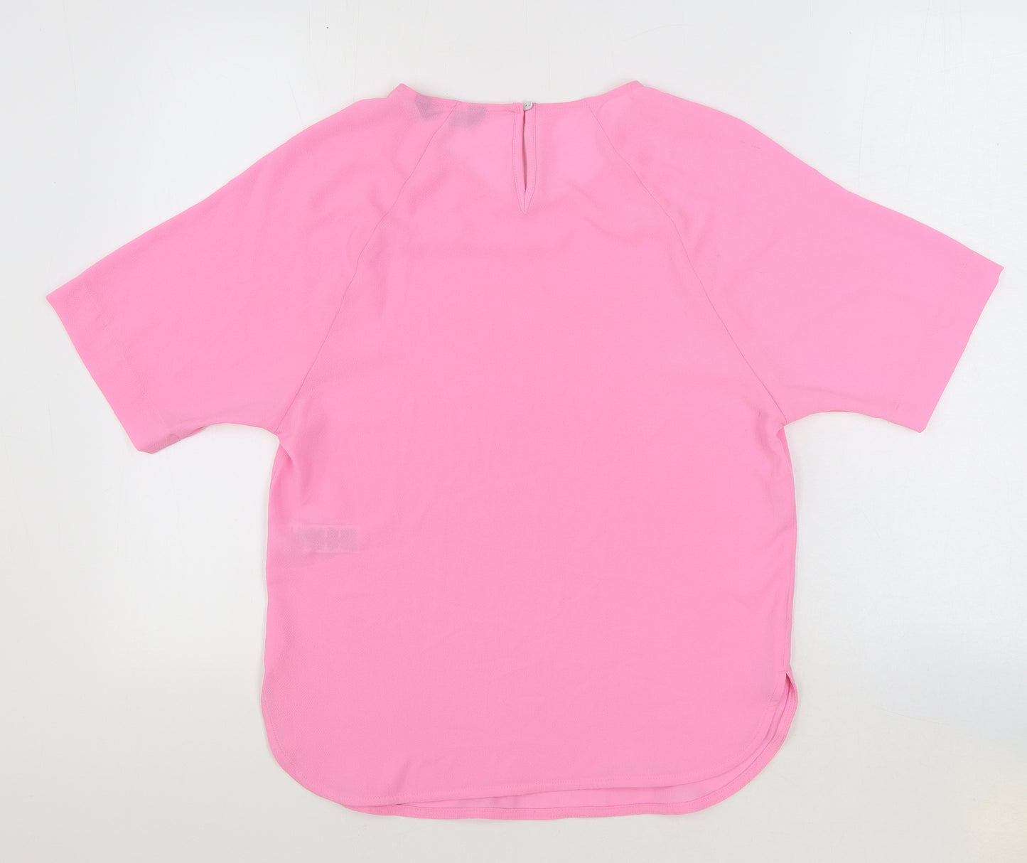 Marks and Spencer Womens Pink Polyester Basic Blouse Size 6 Round Neck
