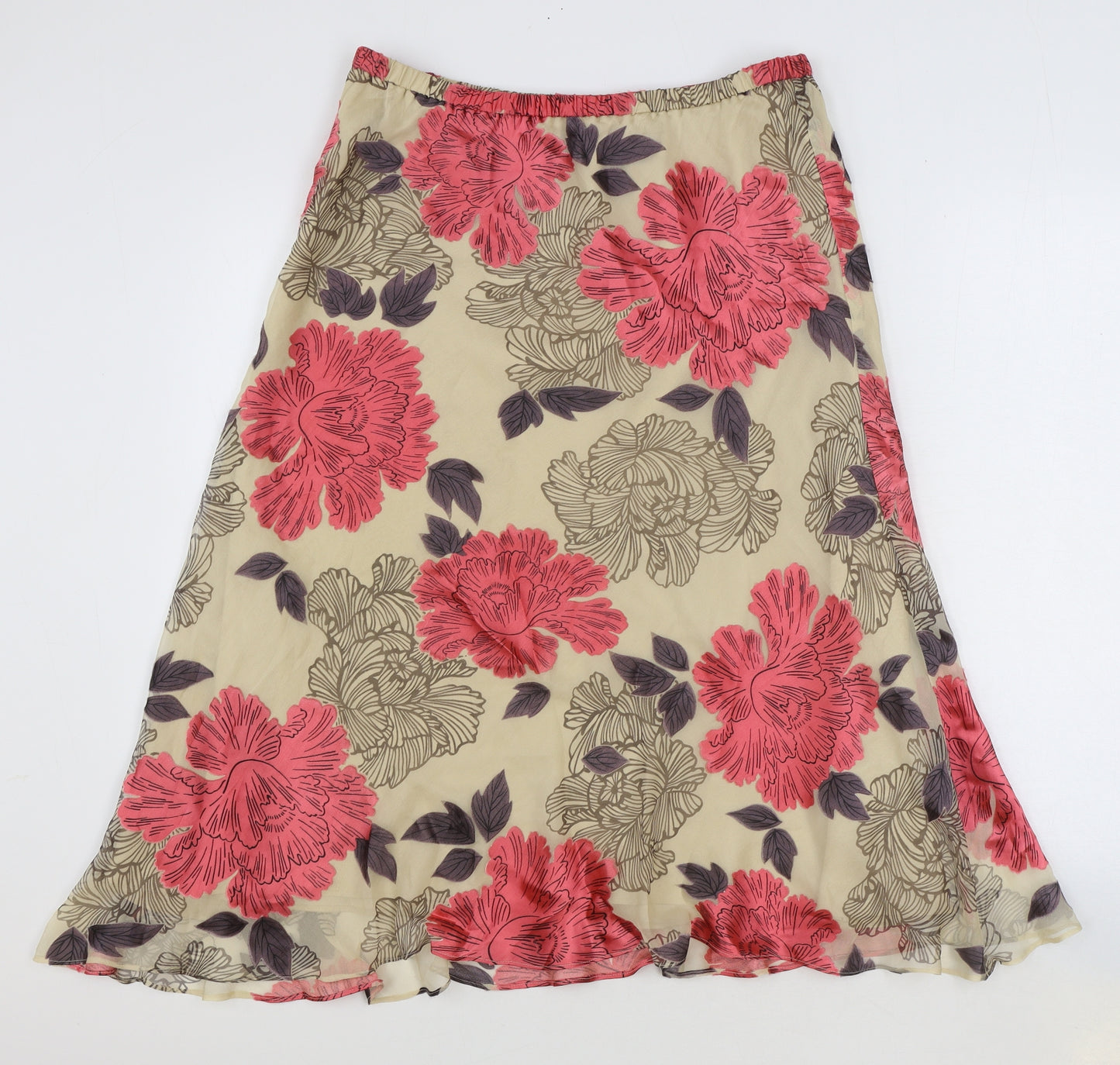 Jacques Vert Womens Gold Geometric Viscose Flare Skirt Size 14