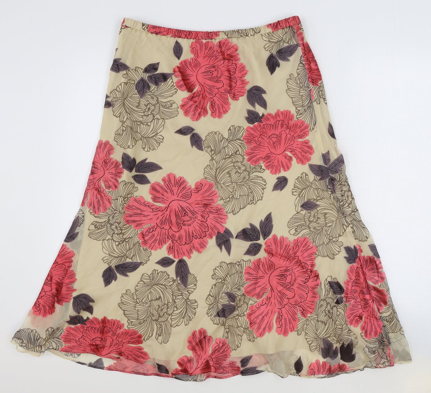 Jacques Vert Womens Gold Geometric Viscose Flare Skirt Size 14