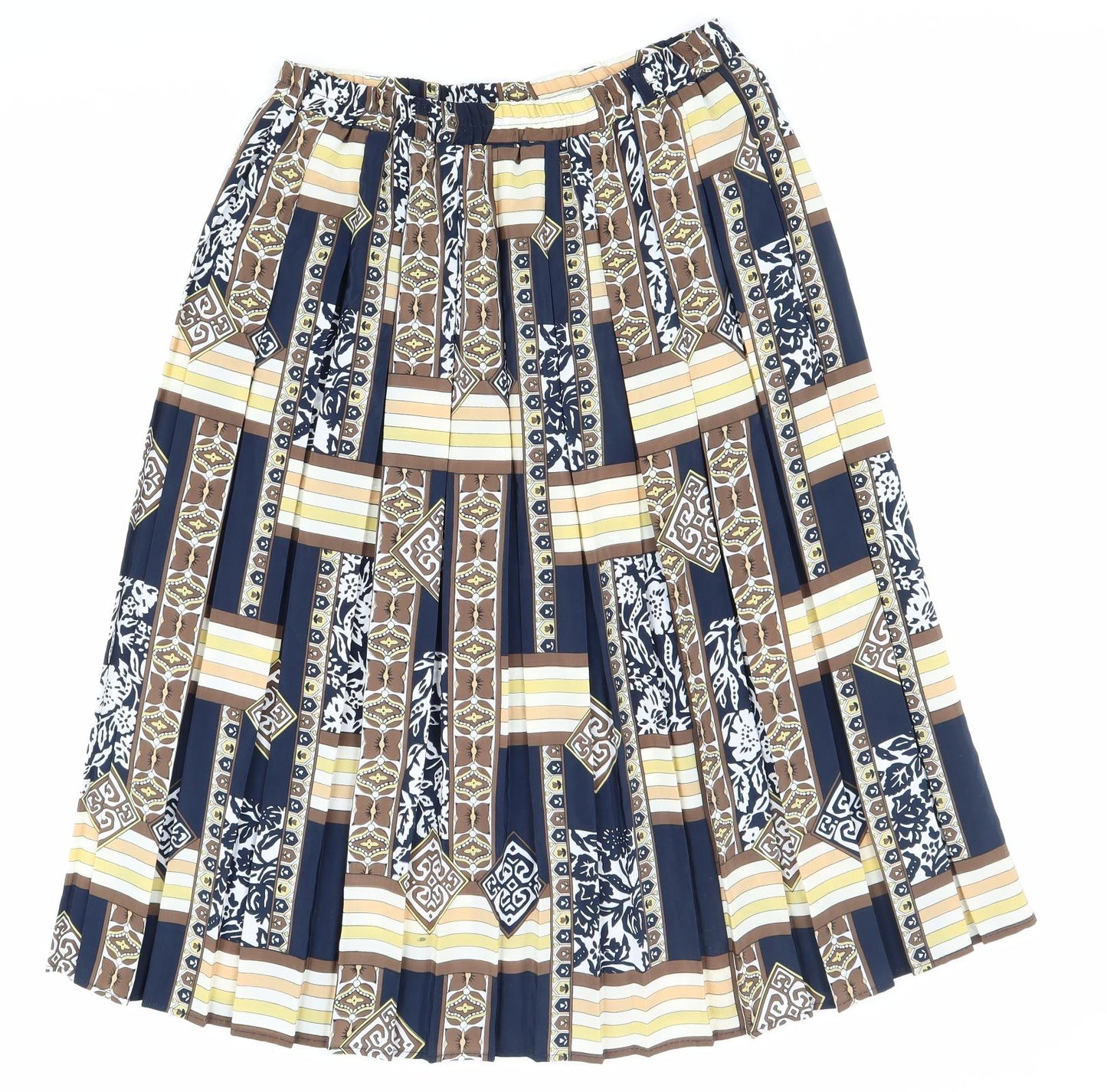 Preworn Womens Multicoloured Geometric Polyester Pleated Skirt Size 14