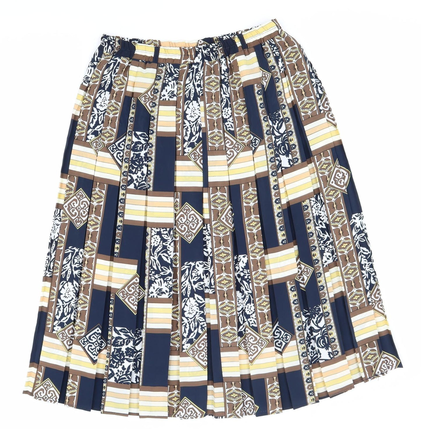 Preworn Womens Multicoloured Geometric Polyester Pleated Skirt Size 14