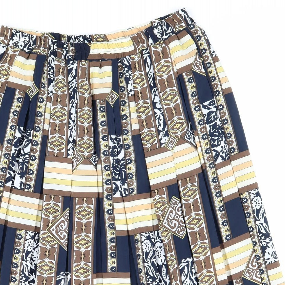 Preworn Womens Multicoloured Geometric Polyester Pleated Skirt Size 14