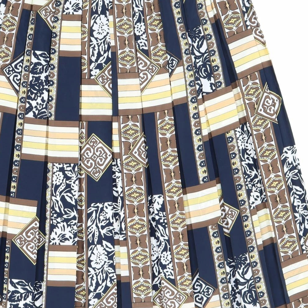 Preworn Womens Multicoloured Geometric Polyester Pleated Skirt Size 14