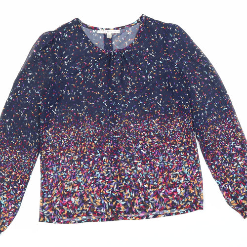 Uttam Boutique Womens Multicoloured Geometric Polyester Basic Blouse Size 8 Round Neck
