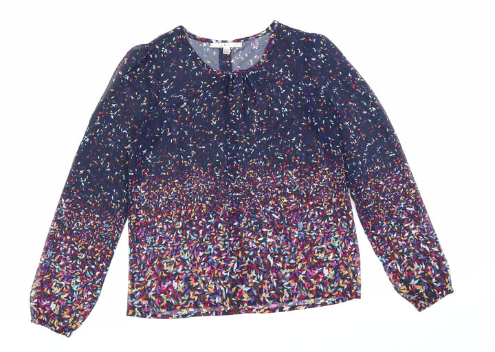 Uttam Boutique Womens Multicoloured Geometric Polyester Basic Blouse Size 8 Round Neck