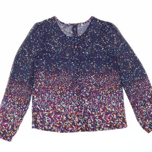 Uttam Boutique Womens Multicoloured Geometric Polyester Basic Blouse Size 8 Round Neck