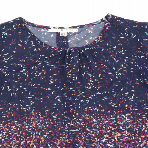 Uttam Boutique Womens Multicoloured Geometric Polyester Basic Blouse Size 8 Round Neck