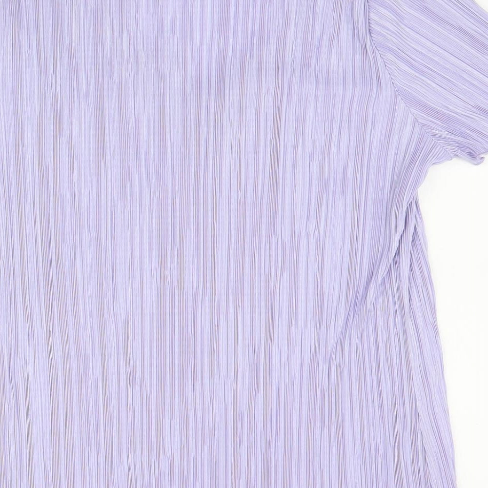 BM Womens Purple Polyester Wrap T-Shirt Size M V-Neck - Faux Wrap Plisse Lace Detail