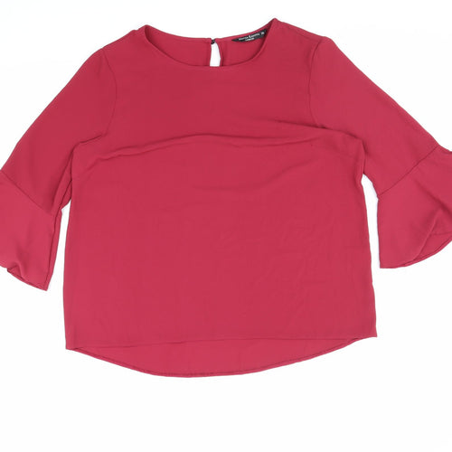 Marina Kaneva Womens Red Polyester Basic Blouse Size 18 Round Neck - Flute Hem