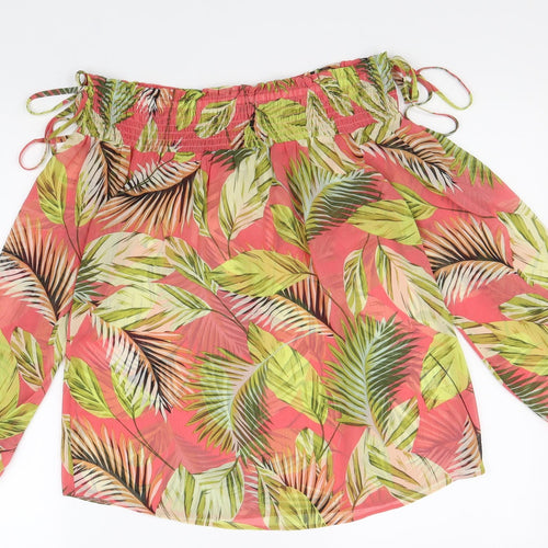 Papaya Womens Multicoloured Geometric Polyester Basic Blouse Size 10 Off the Shoulder - Leaf Print