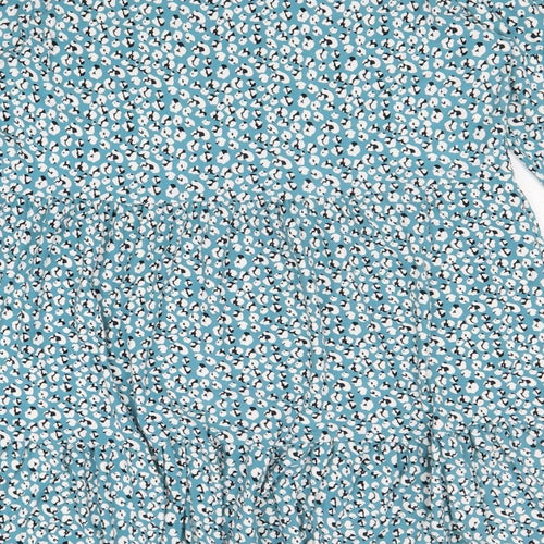 PEBBLE BAY Womens Blue Floral Polyester Shift Size 14 Round Neck Button