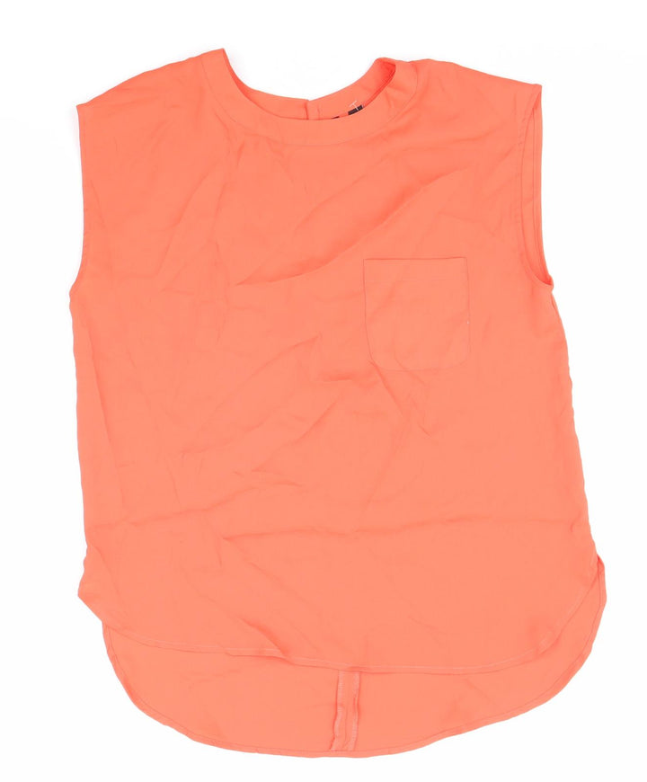 Mango Womens Orange Polyester Basic Blouse Size XS Round Neck