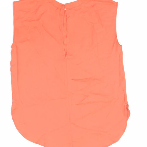 Mango Womens Orange Polyester Basic Blouse Size XS Round Neck