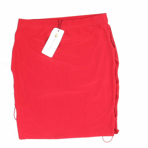 I SAW IT FIRST Womens Red Polyester Bandage Skirt Size 10 Lace Up