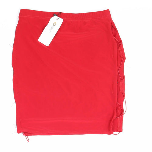 I SAW IT FIRST Womens Red Polyester Bandage Skirt Size 10 Lace Up