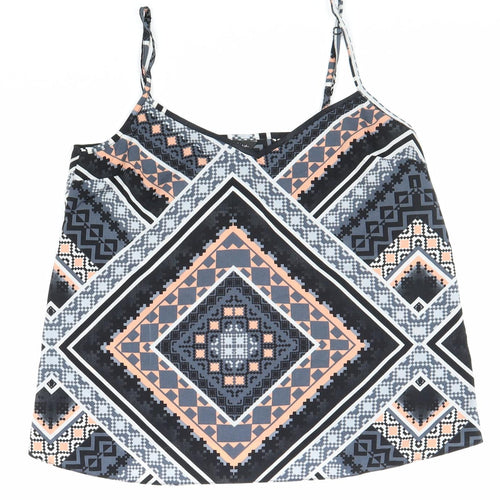 Miss Selfridge Womens Multicoloured Geometric Polyester Camisole Blouse Size 10 V-Neck