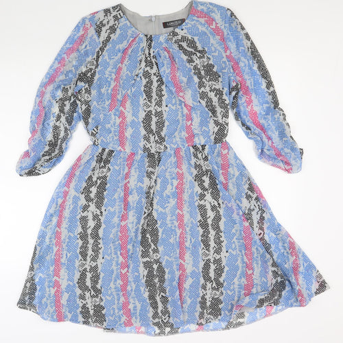 Limited Collection Womens Multicoloured Geometric Polyester Fit & Flare Size 10 Round Neck Zip