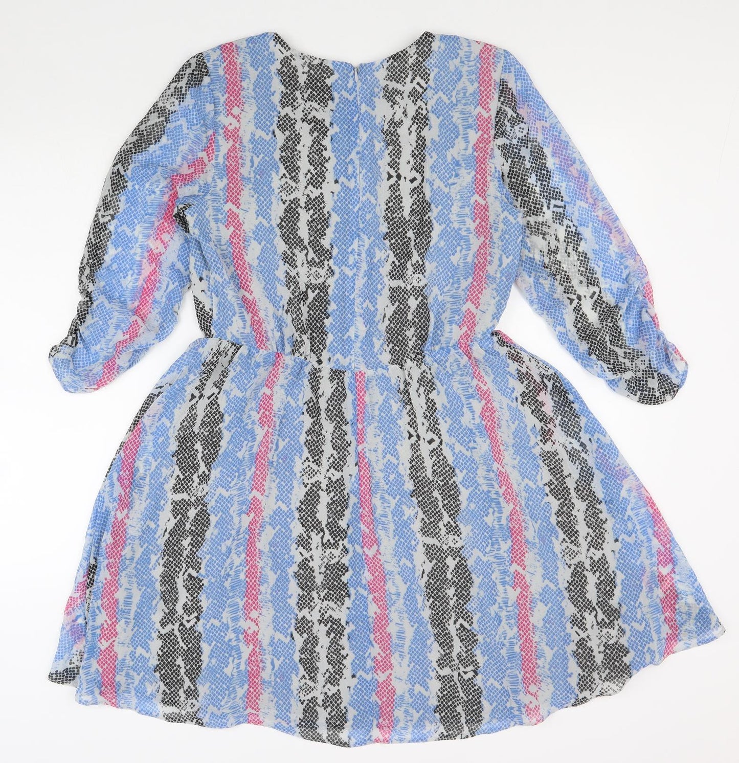 Limited Collection Womens Multicoloured Geometric Polyester Fit & Flare Size 10 Round Neck Zip