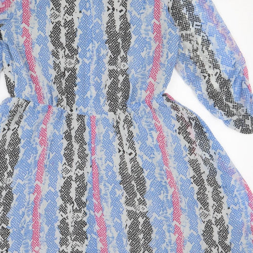 Limited Collection Womens Multicoloured Geometric Polyester Fit & Flare Size 10 Round Neck Zip