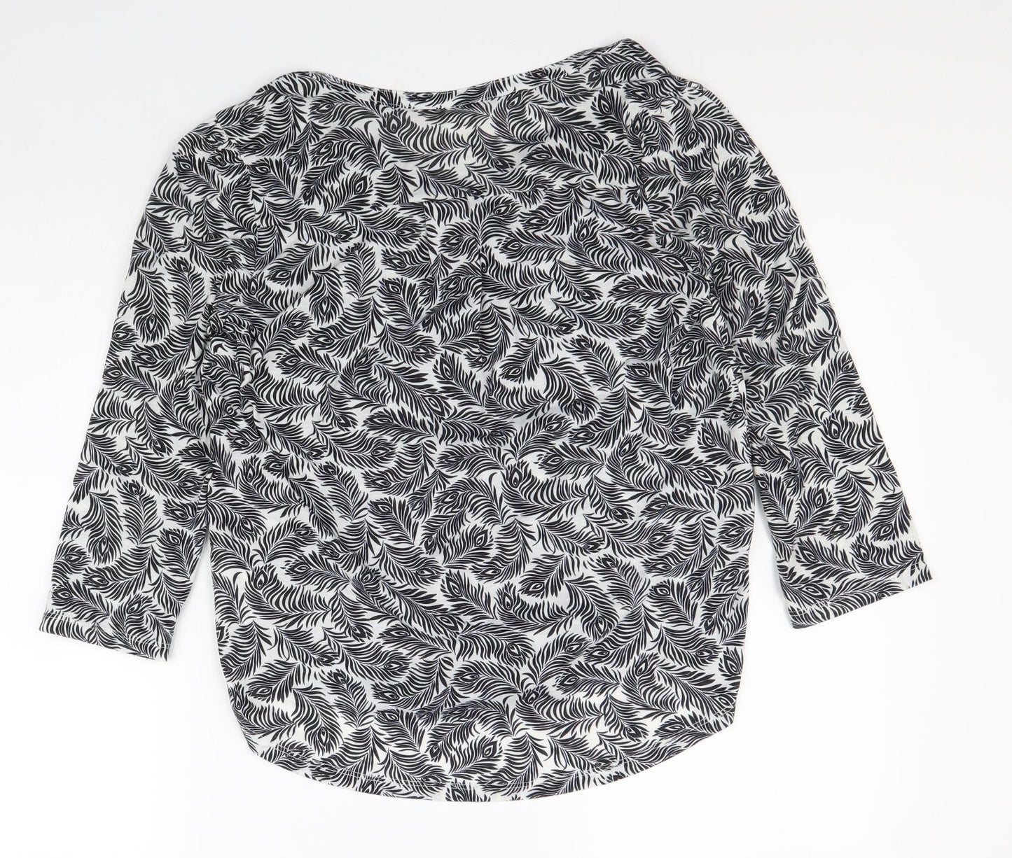 H&M Womens Black Geometric Polyester Basic Blouse Size S V-Neck