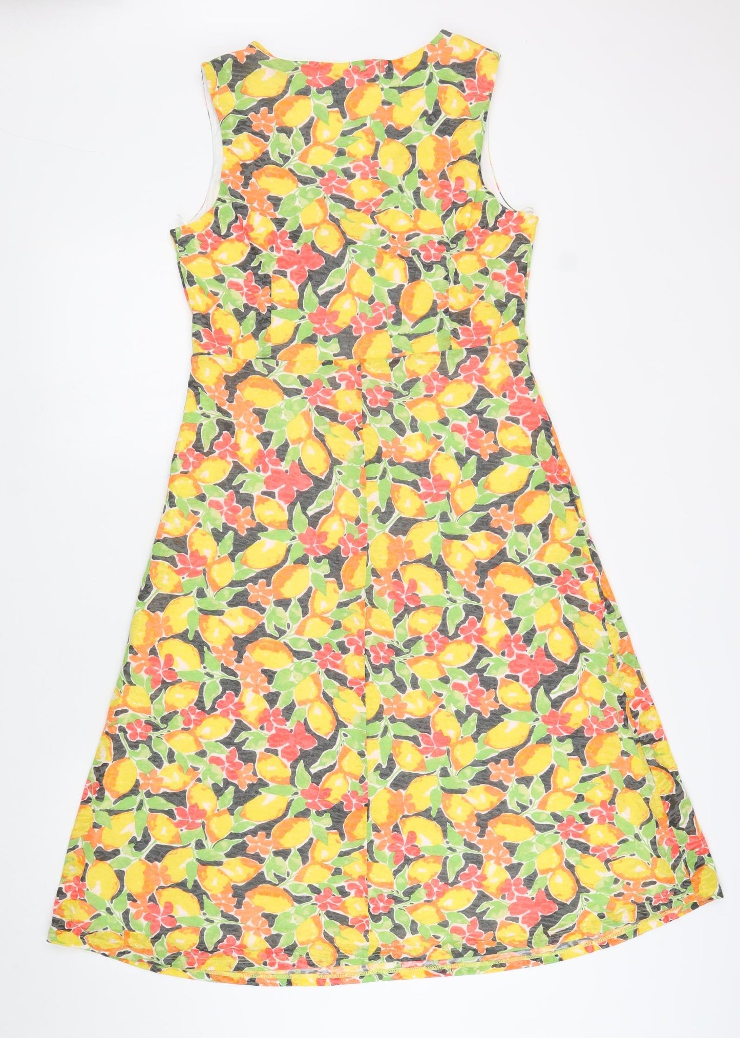 Roman Womens Multicoloured Geometric Polyester A-Line Size 10 V-Neck Pullover - Lemon Pattern