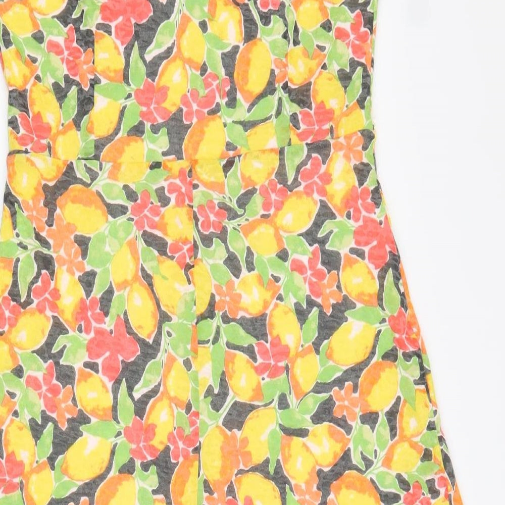 Roman Womens Multicoloured Geometric Polyester A-Line Size 10 V-Neck Pullover - Lemon Pattern