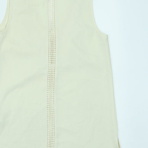 Warehouse Womens Beige Polyester Basic Tank Size 6 V-Neck - Lace Detail