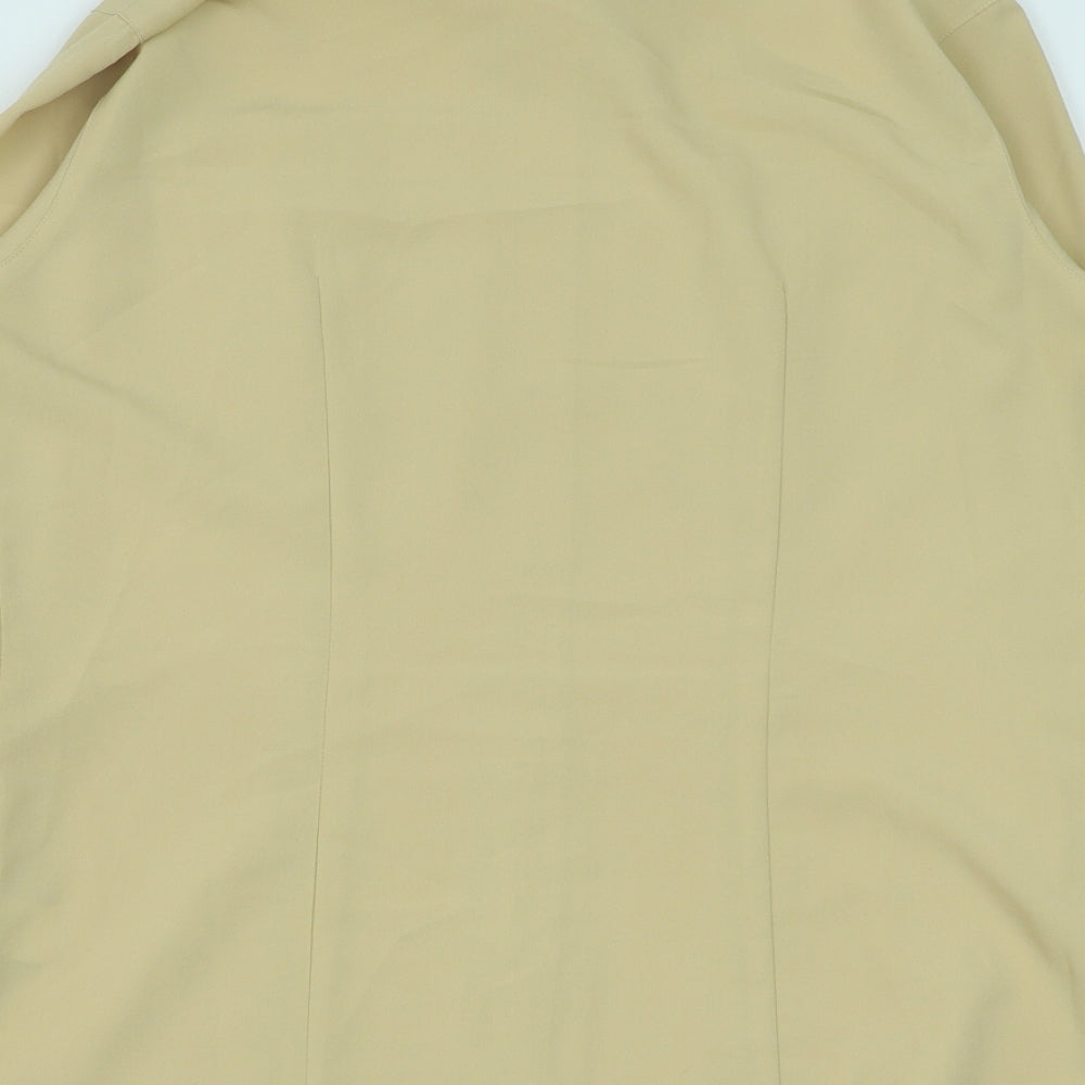 WHIMSY Womens Beige Polyester Basic Button-Up Size 10 V-Neck