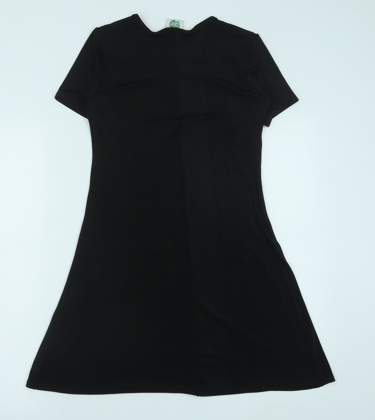 Cleo Womens Black Floral Polyester Skater Dress Size 12 Boat Neck Pullover