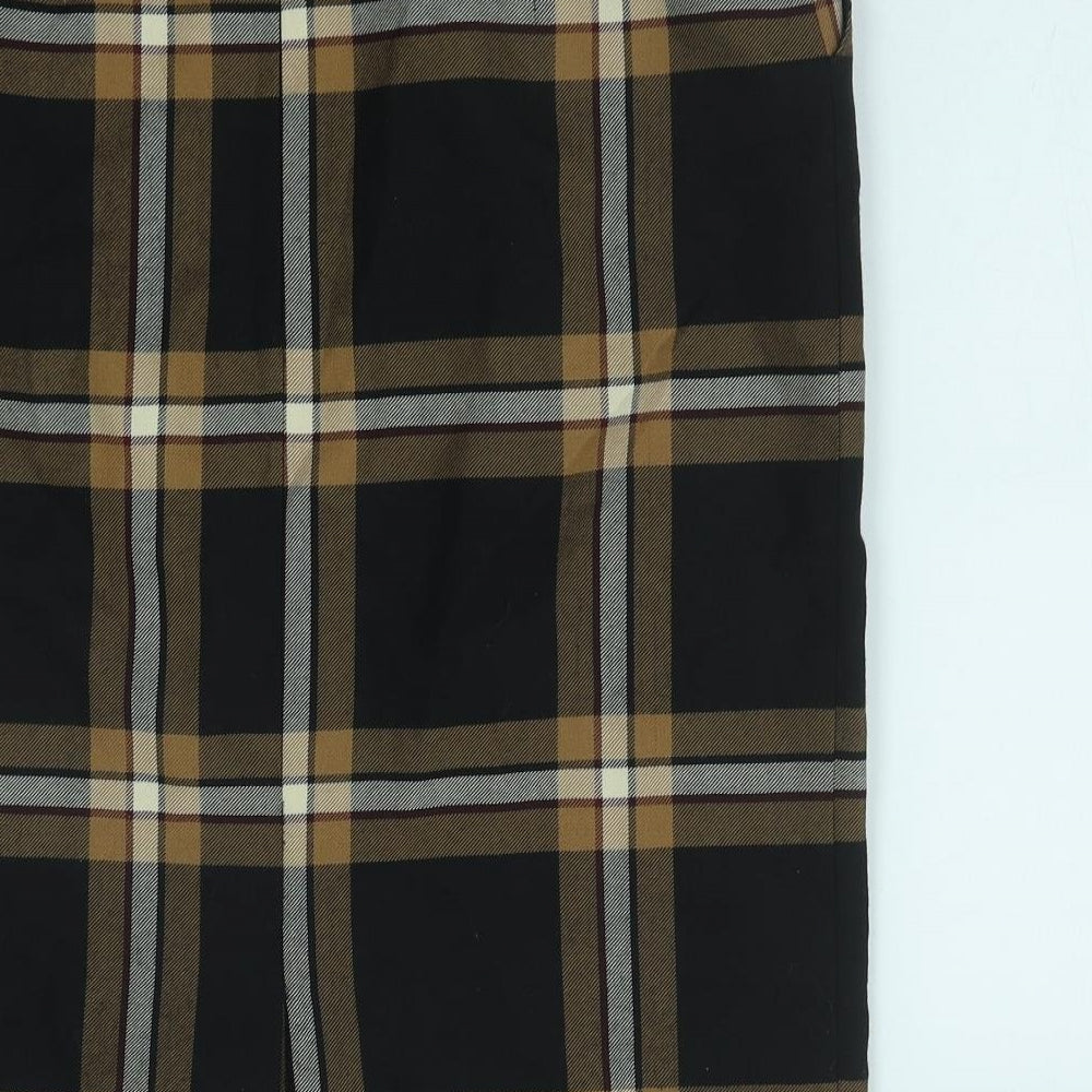 The House Of Bruar Womens Black Geometric Polyester Straight & Pencil Skirt Size 14 Zip