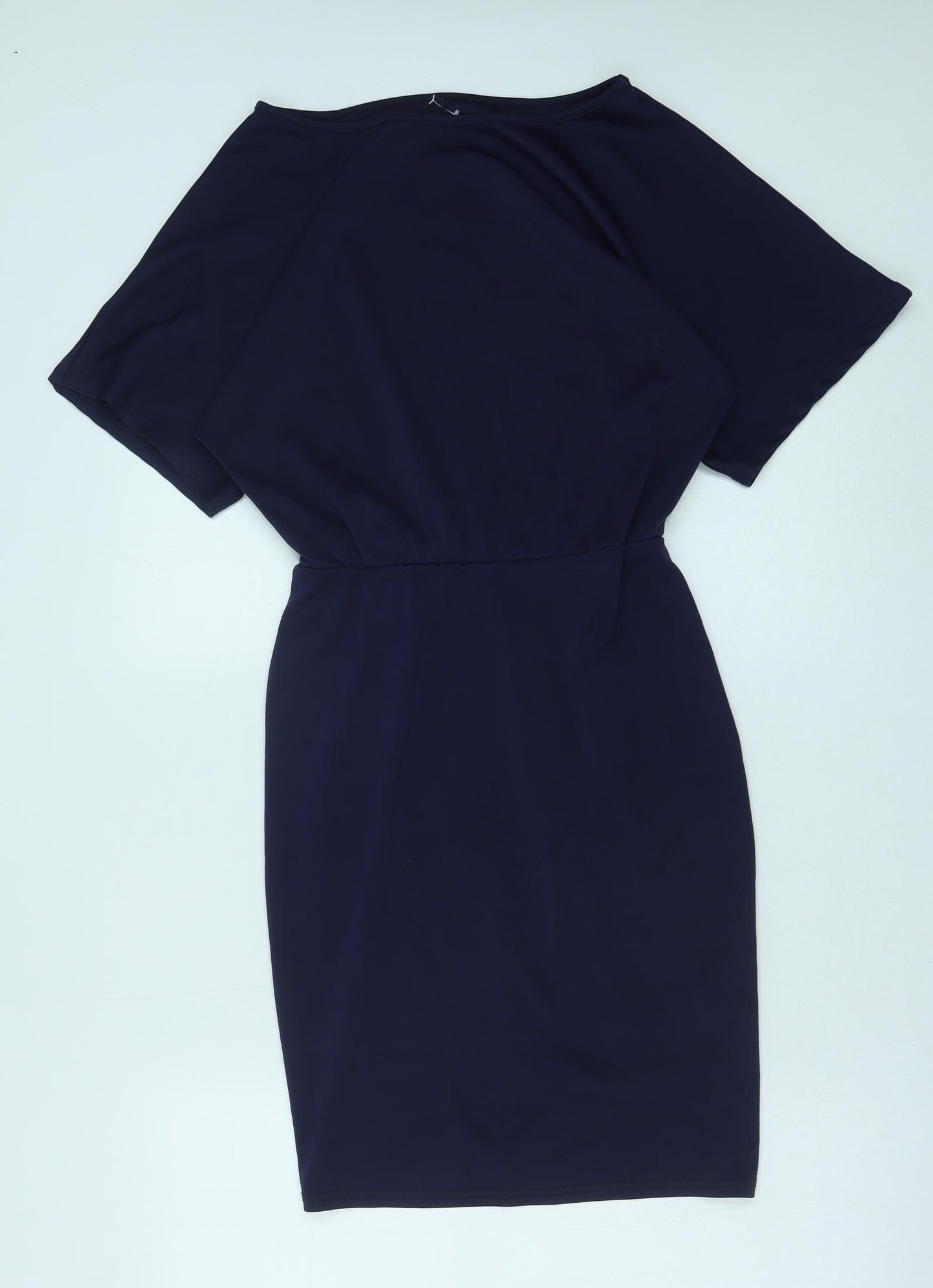 SheIn Womens Blue Polyester Pencil Dress Size S Boat Neck Pullover