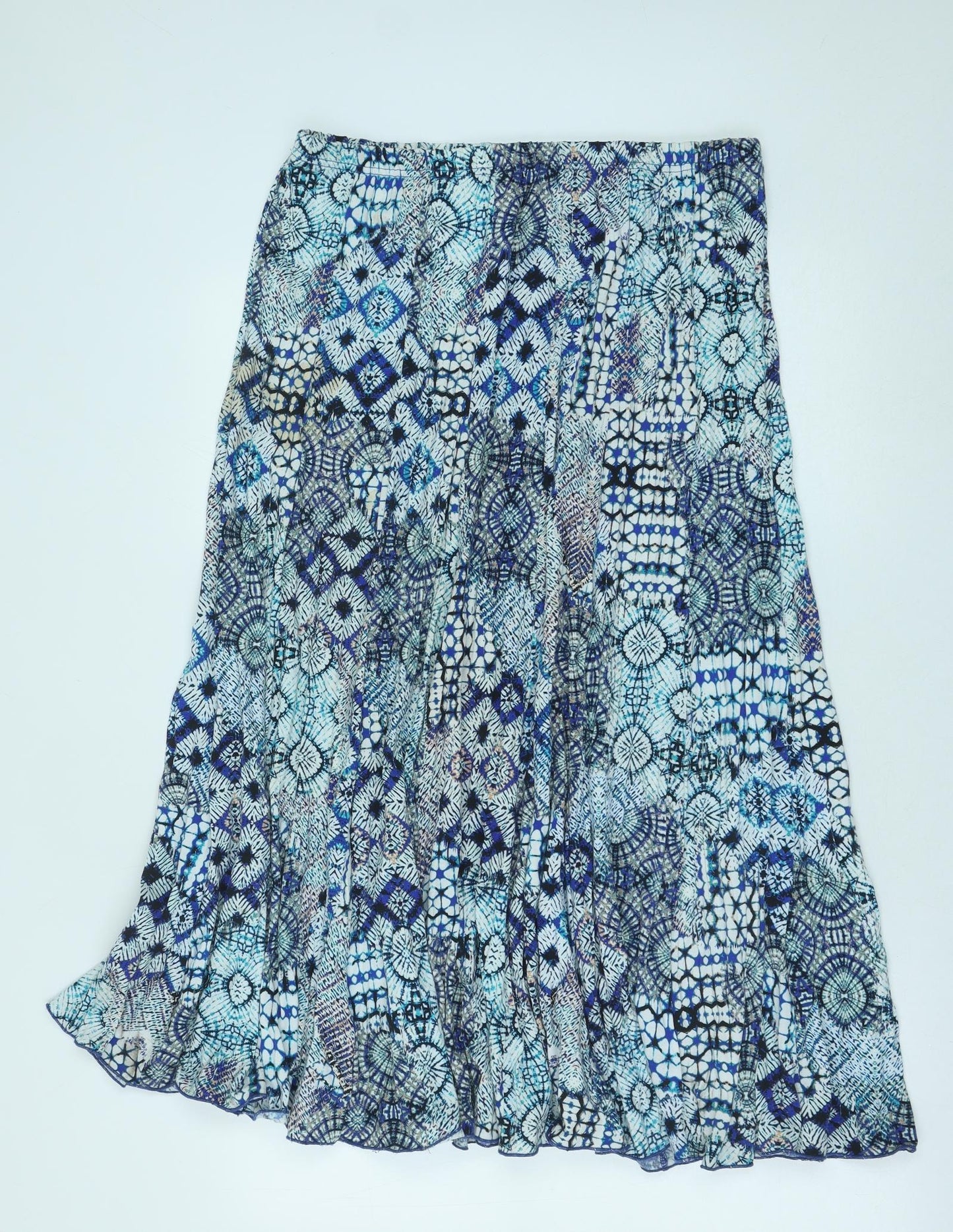 Roman Womens Blue Geometric Polyester Flare Skirt Size 14