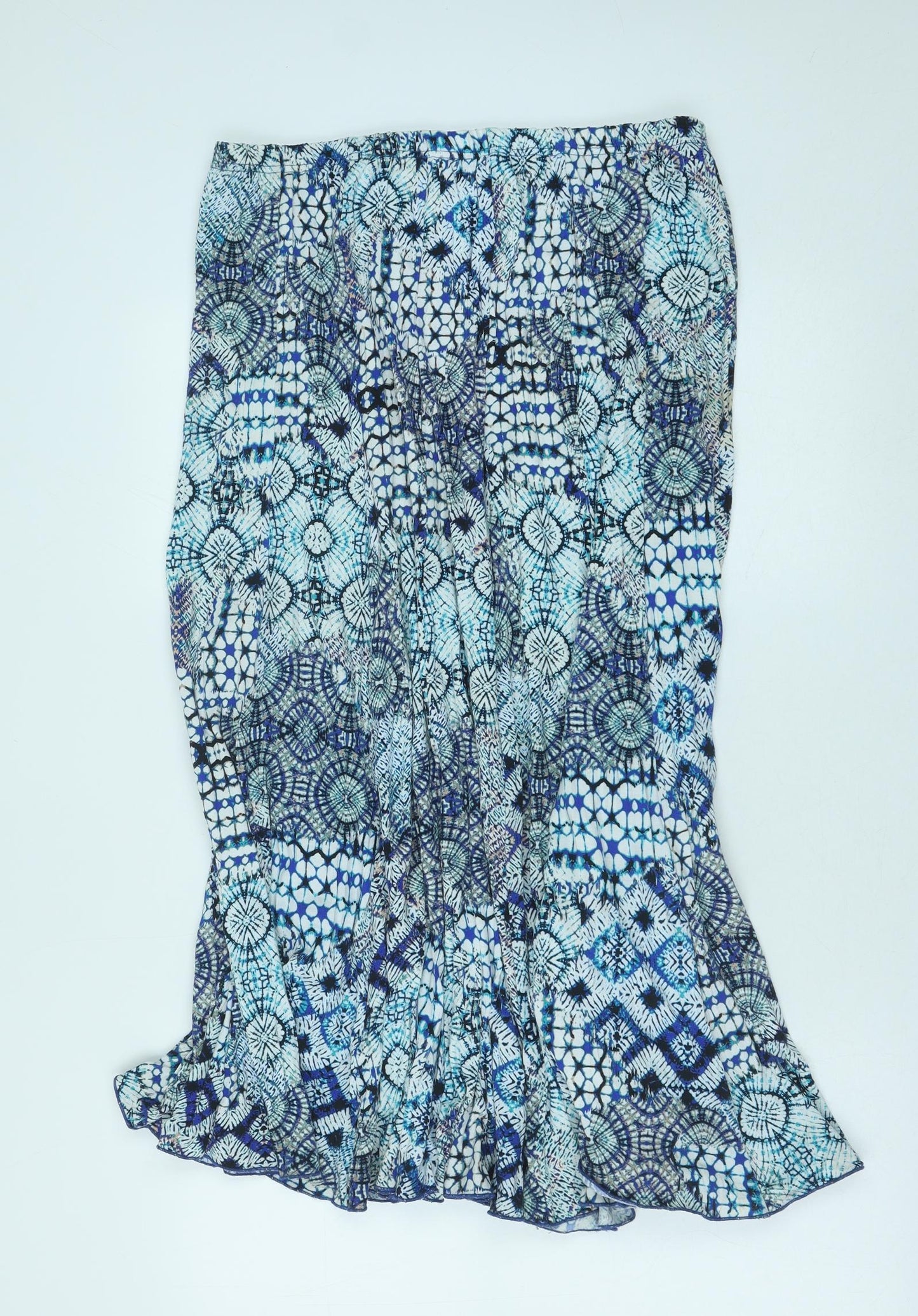 Roman Womens Blue Geometric Polyester Flare Skirt Size 14