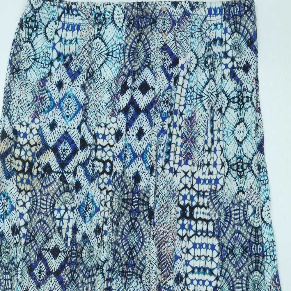 Roman Womens Blue Geometric Polyester Flare Skirt Size 14