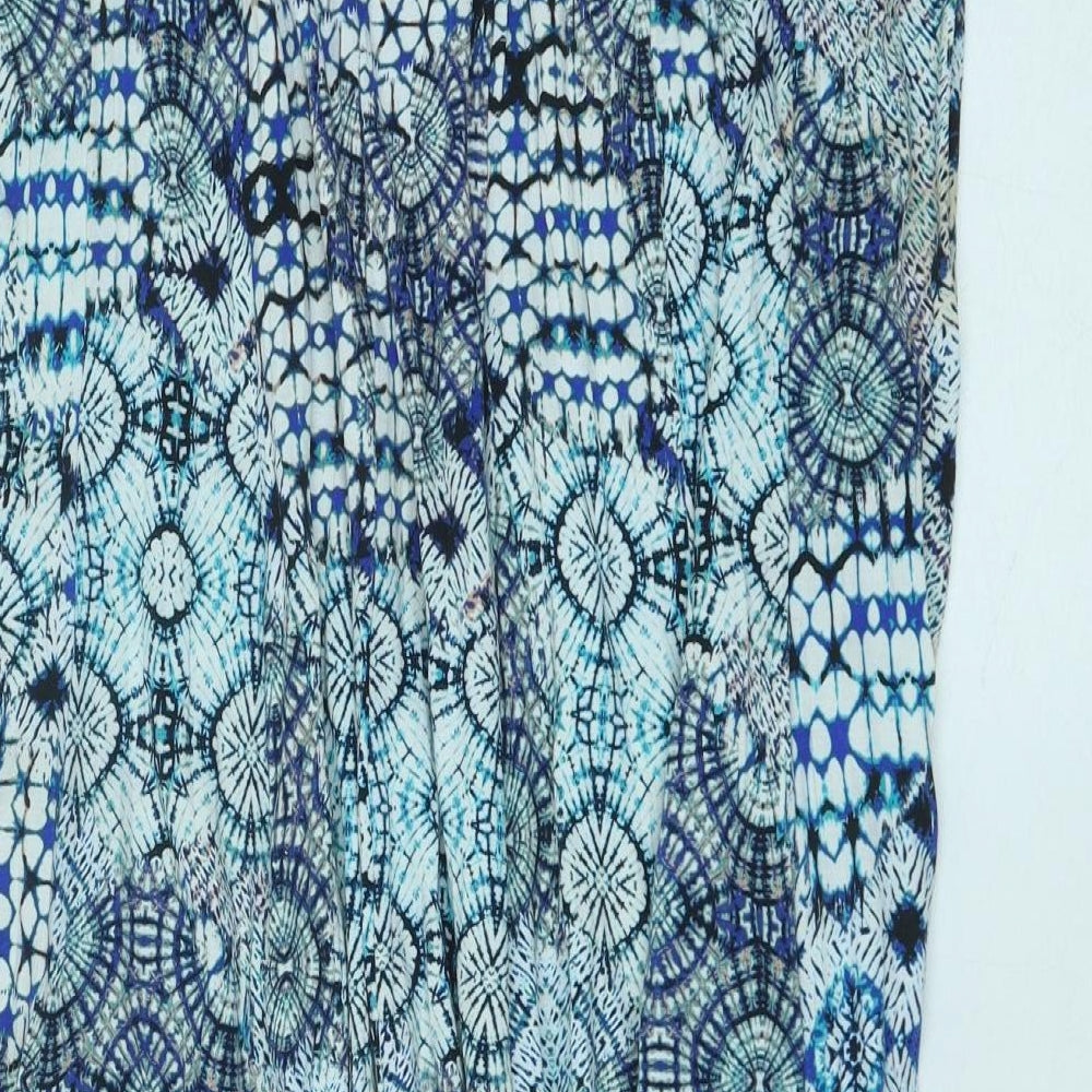 Roman Womens Blue Geometric Polyester Flare Skirt Size 14