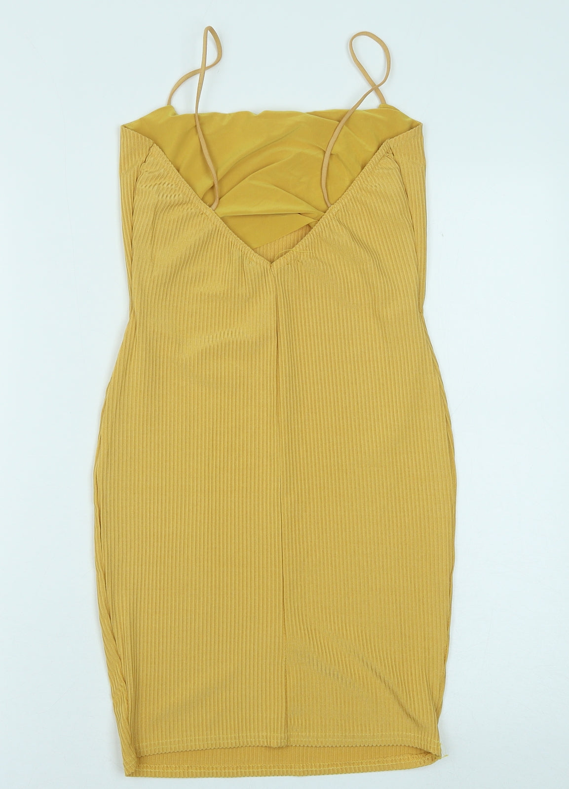 I SAW IT FIRST Womens Yellow Polyester Tank Dress Size 10 Square Neck Pullover