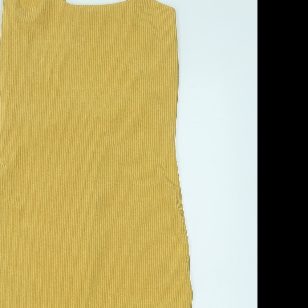 I SAW IT FIRST Womens Yellow Polyester Tank Dress Size 10 Square Neck Pullover