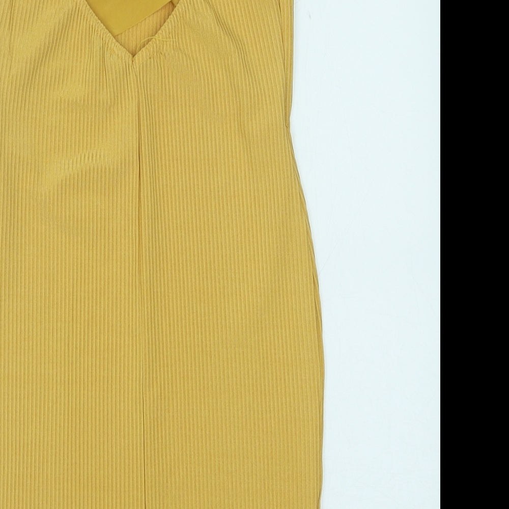 I SAW IT FIRST Womens Yellow Polyester Tank Dress Size 10 Square Neck Pullover