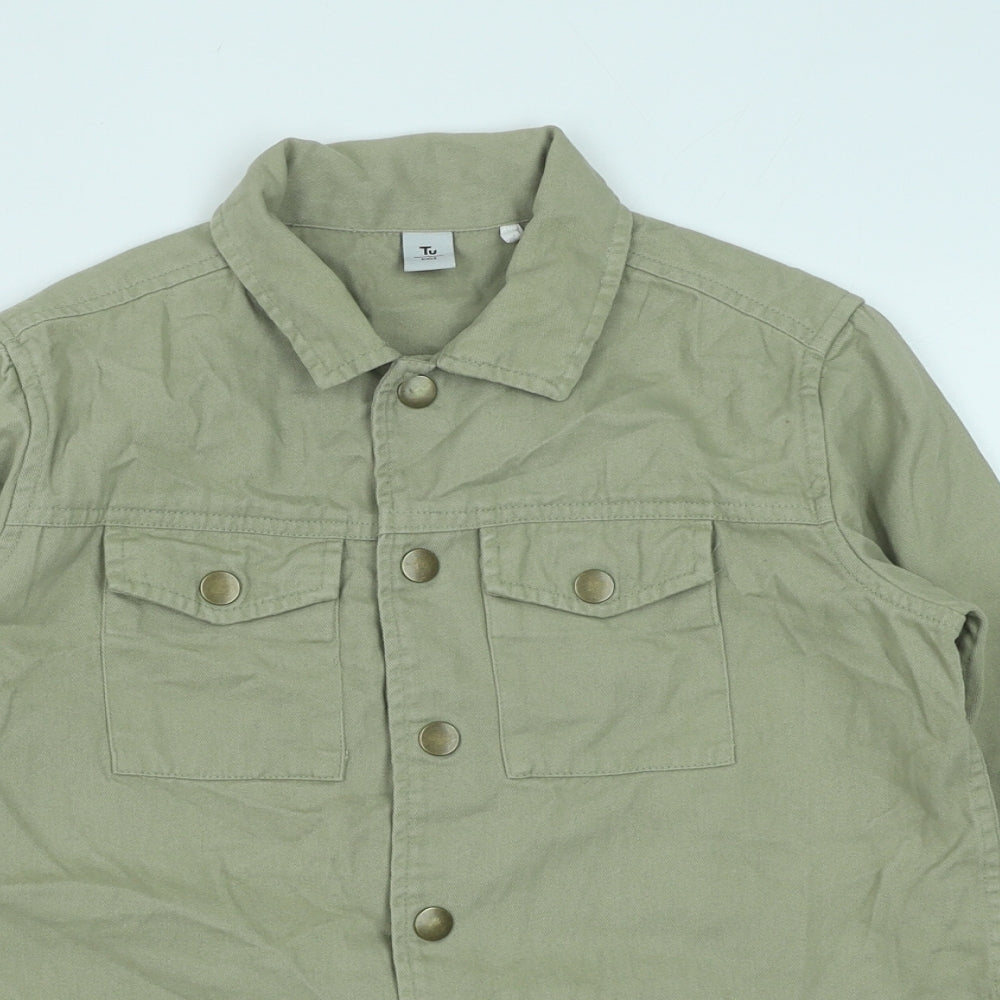 TU Boys Green Coir Basic Button-Up Size 9 Years Collared Button