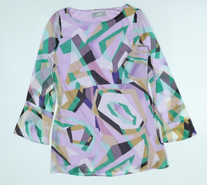 Wallis Womens Purple Geometric Polyester Mini Size S Round Neck Pullover