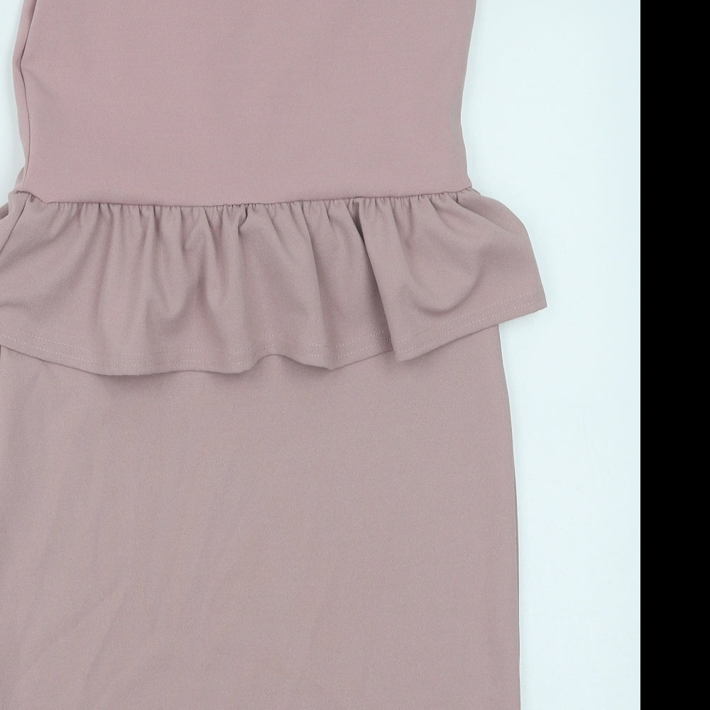 New Look Womens Pink Polyester A-Line Size 10 V-Neck Pullover