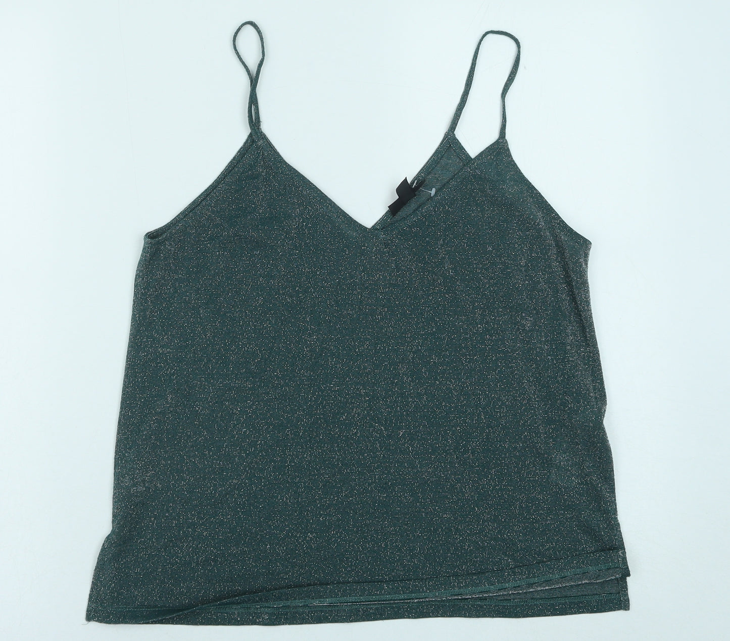Topshop Womens Green Polyester Camisole Tank Size 10 V-Neck