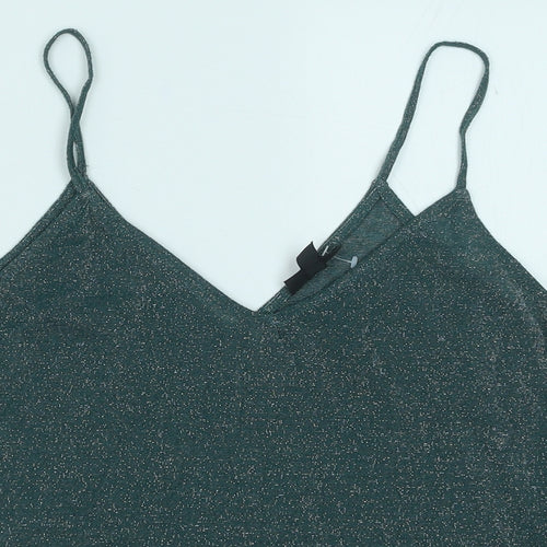 Topshop Womens Green Polyester Camisole Tank Size 10 V-Neck