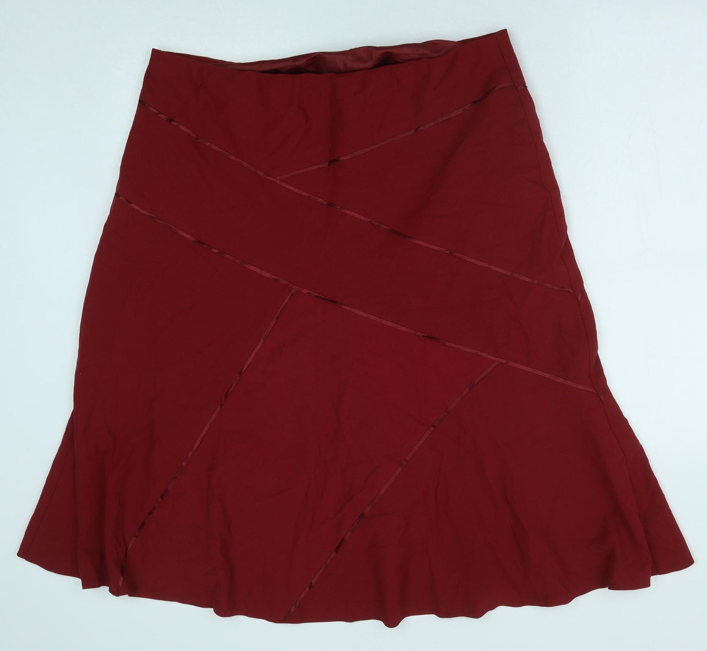 Marks and Spencer Womens Red Polyester Flare Skirt Size 18