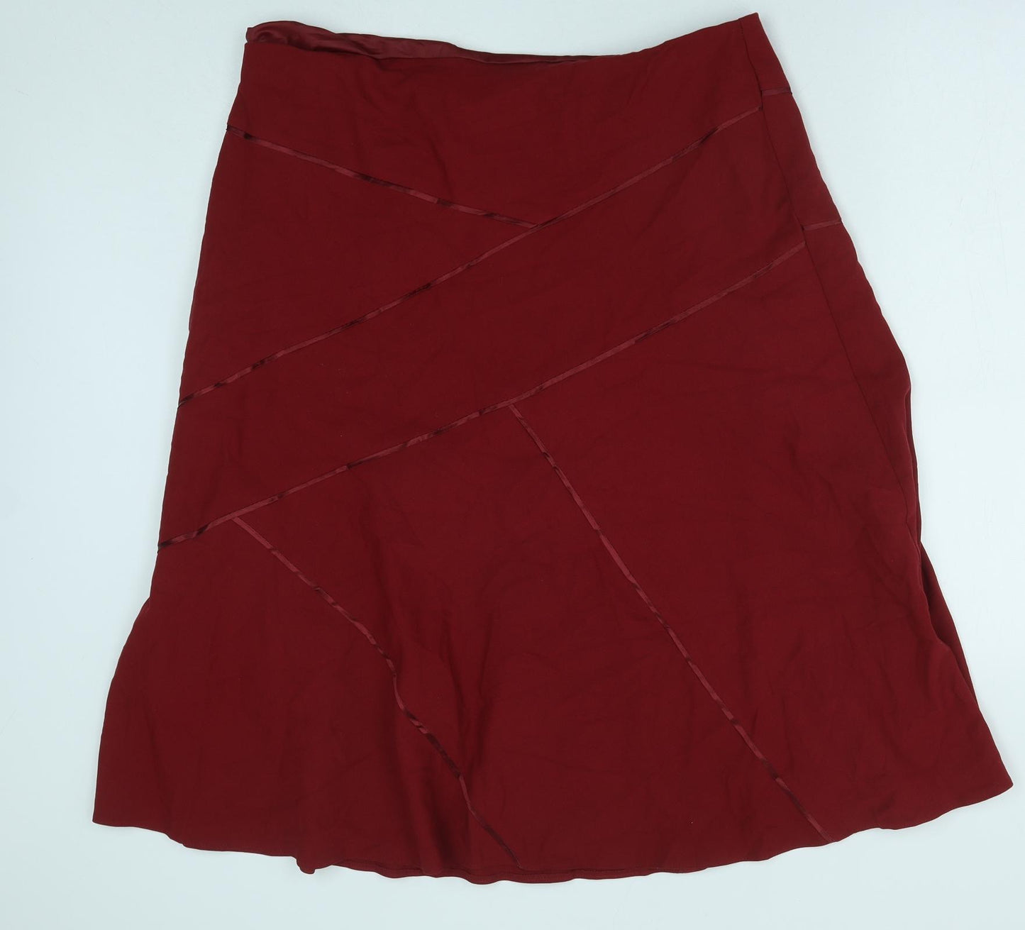 Marks and Spencer Womens Red Polyester Flare Skirt Size 18
