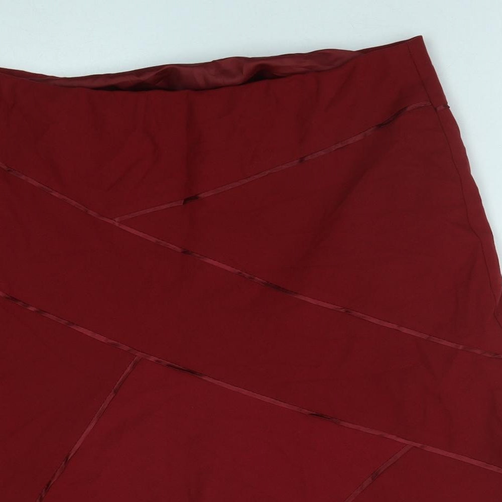 Marks and Spencer Womens Red Polyester Flare Skirt Size 18