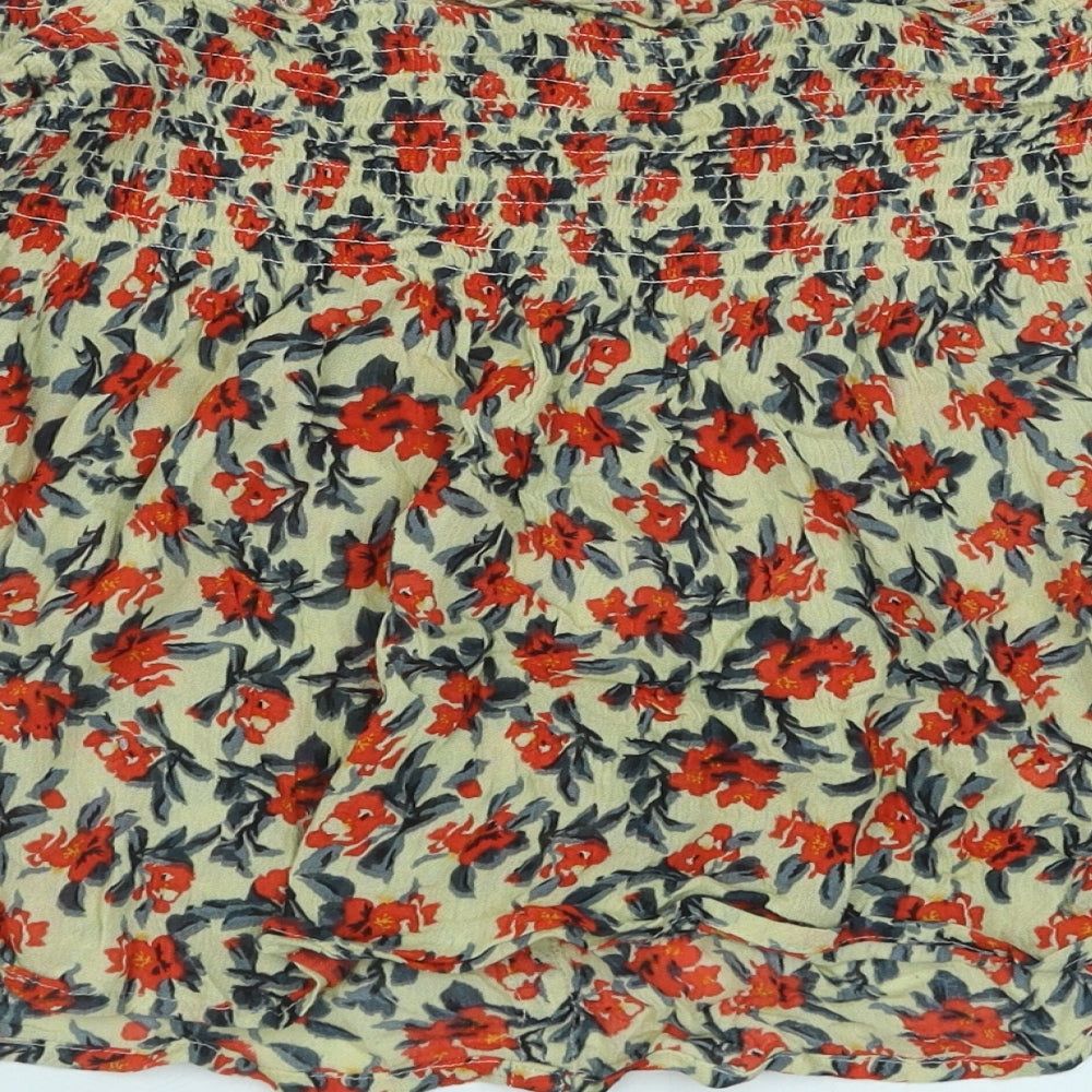 Pins & Needles Womens Beige Floral Cotton Basic Blouse Size M Off the Shoulder