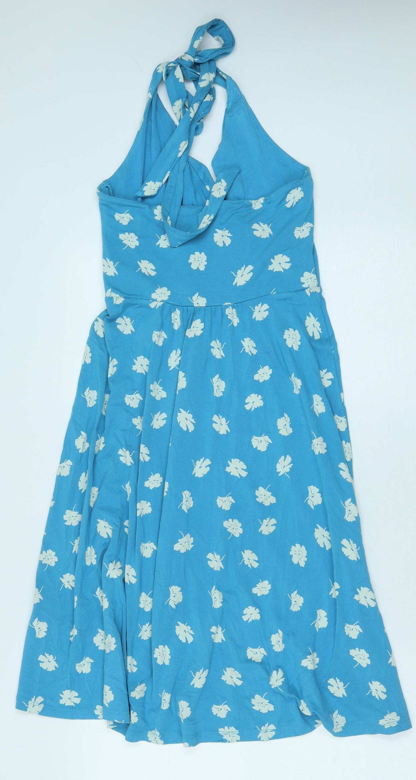 Boden Womens Blue Floral Cotton Fit & Flare Size 8 Halter Pullover