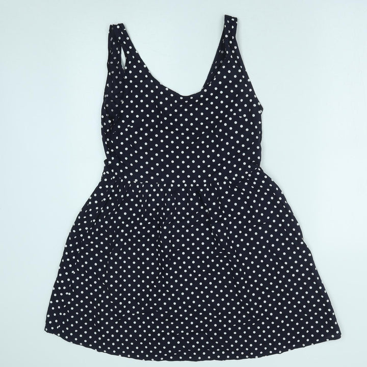 H&M Womens Blue Polka Dot Viscose Tank Dress Size 8 Scoop Neck Pullover